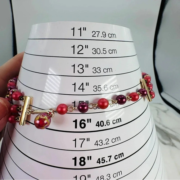 Vintage Japanese Beaded Necklace Glass 3 Strand Berry Purple Iridescent … - Picture 11 of 11